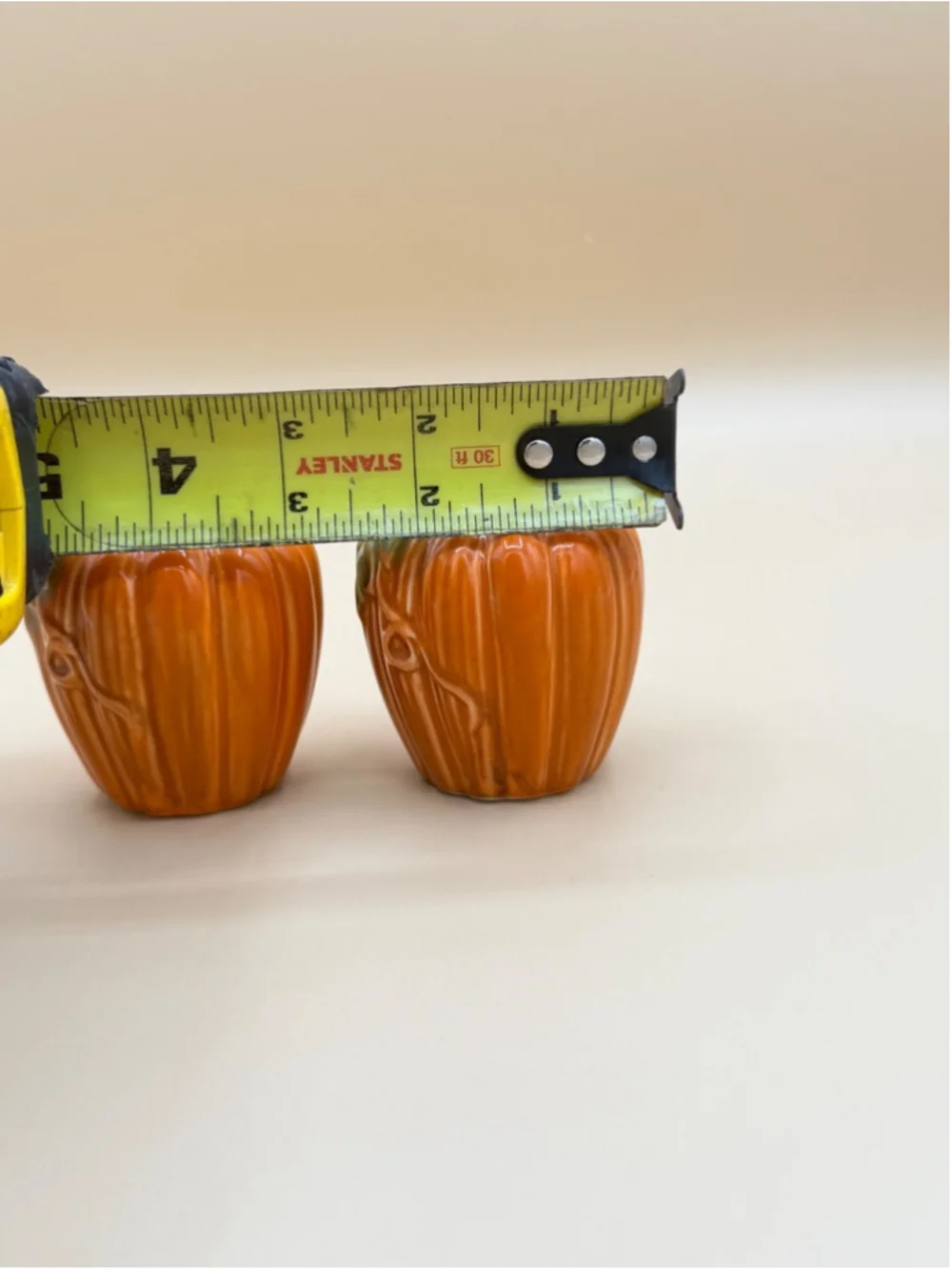 1970s Vintage Ceramic Pumpkin Salt & Pepper Shakers Fall Thanksgiving Decor